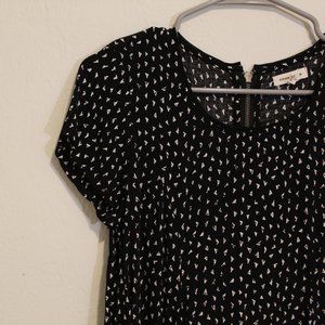 silence + noise / short sleeve flare dress / navy